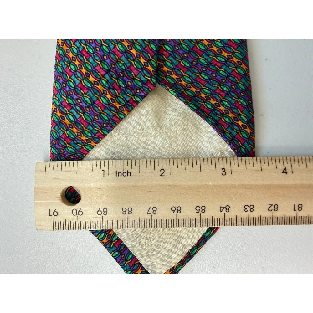 Missoni Cravatte VTG Silk Tie Mens Geometric Abstract Multicolor Italy